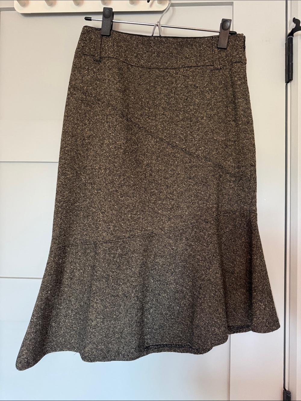 Clothes Classic Brown Tweed A-Line Midi Skirt